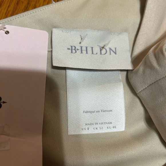 BHLDN Dylan One-Shoulder Satin Side-Slit Gown Champagne Womens Sz 8 - Picture 9 of 16